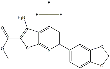 methyl 3-amino-6-(1,3-benzodioxol-5-yl)-4-(trifluoromethyl)thieno[2,3-b]pyridine-2-carboxylate 结构式