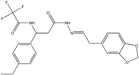 N-[3-{2-[(E)-2-(1,3-benzodioxol-5-yl)ethylidene]hydrazino}-1-(4-ethylphenyl)-3-oxopropyl]-2,2,2-trifluoroacetamide Structure