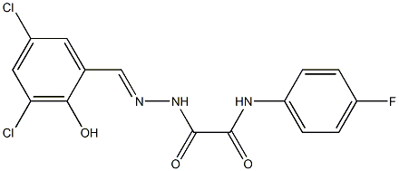 N1-(4-fluorophenyl)-2-[2-(3,5-dichloro-2-hydroxybenzylidene)hydrazino]-2-oxoacetamide Structure