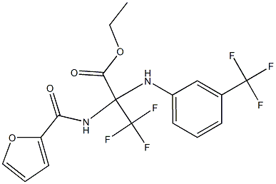 ethyl 3,3,3-trifluoro-2-[(2-furylcarbonyl)amino]-2-[3-(trifluoromethyl)anilino]propanoate 化学構造式