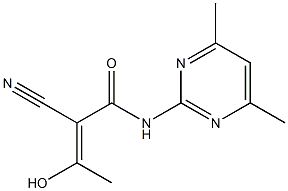 (E)-2-cyano-N-(4,6-dimethyl-2-pyrimidinyl)-3-hydroxy-2-butenamide 化学構造式