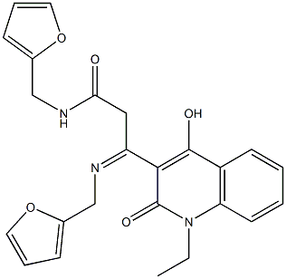 3-(1-ethyl-4-hydroxy-2-oxo-1,2-dihydro-3-quinolinyl)-N-(2-furylmethyl)-3-[(2-furylmethyl)imino]propanamide Struktur