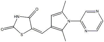 5-{(Z)-[2,5-dimethyl-1-(2-pyrazinyl)-1H-pyrrol-3-yl]methylidene}-1,3-thiazolane-2,4-dione