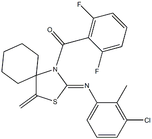 {2-[(3-chloro-2-methylphenyl)imino]-4-methylidene-3-thia-1-azaspiro[4.5]dec-1-yl}(2,6-difluorophenyl)methanone