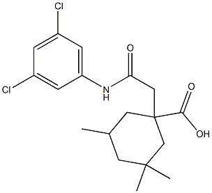 1-[2-(3,5-dichloroanilino)-2-oxoethyl]-3,3,5-trimethylcyclohexanecarboxylic acid 结构式