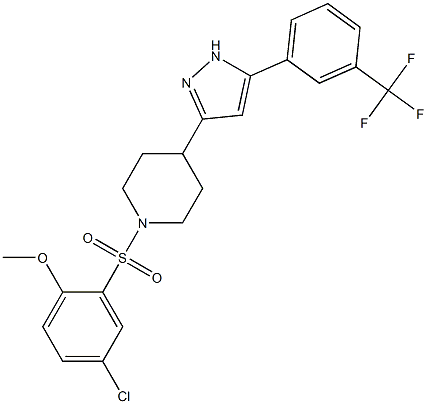 4-chloro-2-[(4-{5-[3-(trifluoromethyl)phenyl]-1H-pyrazol-3-yl}piperidino)sulfonyl]phenyl methyl ether 结构式