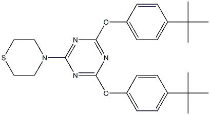 4-{4,6-di[4-(tert-butyl)phenoxy]-1,3,5-triazin-2-yl}thiomorpholine Structure