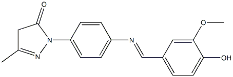 1-{4-[(4-hydroxy-3-methoxybenzylidene)amino]phenyl}-3-methyl-4,5-dihydro-1H-pyrazol-5-one Structure