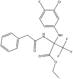 ethyl 2-(3-chloro-4-fluoroanilino)-3,3,3-trifluoro-2-[(2-phenylacetyl)amino]propanoate Struktur