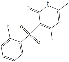 3-[(2-fluorophenyl)sulfonyl]-4,6-dimethyl-2(1H)-pyridinone 结构式