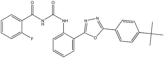 N-(2-{5-[4-(tert-butyl)phenyl]-1,3,4-oxadiazol-2-yl}phenyl)-N'-(2-fluorobenzoyl)urea Struktur