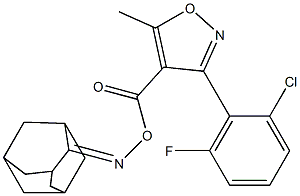 3-(2-chloro-6-fluorophenyl)-5-methyl-4-{[(tricyclo[3.3.1.1~3,7~]dec-2-ylideneamino)oxy]carbonyl}isoxazole Struktur