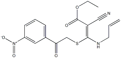 ethyl 3-(allylamino)-2-cyano-3-{[2-(3-nitrophenyl)-2-oxoethyl]thio}acrylate Structure