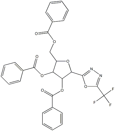 4-(benzoyloxy)-5-[(benzoyloxy)methyl]-2-[5-(trifluoromethyl)-1,3,4-oxadiazol-2-yl]tetrahydrofuran-3-yl benzoate Structure