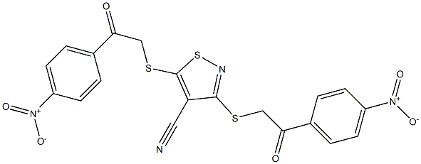 3,5-di{[2-(4-nitrophenyl)-2-oxoethyl]thio}isothiazole-4-carbonitrile 化学構造式