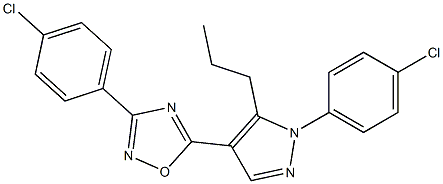 3-(4-chlorophenyl)-5-[1-(4-chlorophenyl)-5-propyl-1H-pyrazol-4-yl]-1,2,4-ox adiazole Structure
