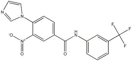 4-(1H-imidazol-1-yl)-3-nitro-N-[3-(trifluoromethyl)phenyl]benzenecarboxamide 化学構造式