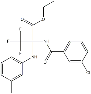 ethyl 2-[(3-chlorobenzoyl)amino]-3,3,3-trifluoro-2-(3-toluidino)propanoate,,结构式