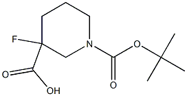 1-(tert-butoxycarbonyl)-3-fluoropiperidine-3-carboxylic acid, , 结构式