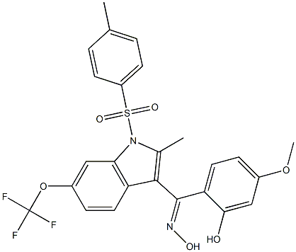 (2-hydroxy-4-methoxyphenyl) (2-methyl-1-tosyl-6-(trifluoromethoxy) -1H-indol-3-yl)methanone oxime