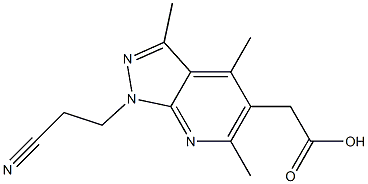 [1-(2-cyanoethyl)-3,4,6-trimethyl-1H-pyrazolo[3,4-b]pyridin-5-yl]acetic acid Struktur