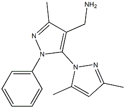 [5-(3,5-dimethyl-1H-pyrazol-1-yl)-3-methyl-1-phenyl-1H-pyrazol-4-yl]methanamine,,结构式