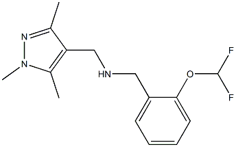 {[2-(difluoromethoxy)phenyl]methyl}[(1,3,5-trimethyl-1H-pyrazol-4-yl)methyl]amine 化学構造式