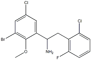1-(3-bromo-5-chloro-2-methoxyphenyl)-2-(2-chloro-6-fluorophenyl)ethan-1-amine 化学構造式