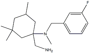 1-(aminomethyl)-N-[(3-fluorophenyl)methyl]-N,3,3,5-tetramethylcyclohexan-1-amine,,结构式