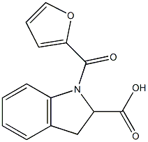 1-(furan-2-ylcarbonyl)-2,3-dihydro-1H-indole-2-carboxylic acid,,结构式