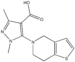 1,3-dimethyl-5-{4H,5H,6H,7H-thieno[3,2-c]pyridin-5-yl}-1H-pyrazole-4-carboxylic acid,,结构式