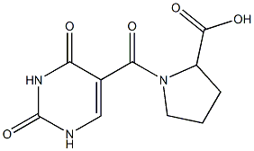 1-[(2,4-dioxo-1,2,3,4-tetrahydropyrimidin-5-yl)carbonyl]pyrrolidine-2-carboxylic acid 结构式