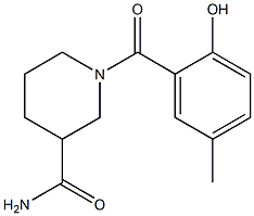 1-[(2-hydroxy-5-methylphenyl)carbonyl]piperidine-3-carboxamide 结构式