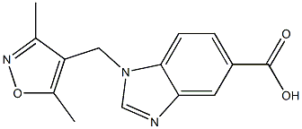 1-[(3,5-dimethyl-1,2-oxazol-4-yl)methyl]-1H-1,3-benzodiazole-5-carboxylic acid 化学構造式