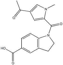 1-[(4-acetyl-1-methyl-1H-pyrrol-2-yl)carbonyl]indoline-5-carboxylic acid Structure