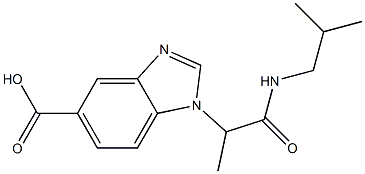 1-{1-[(2-methylpropyl)carbamoyl]ethyl}-1H-1,3-benzodiazole-5-carboxylic acid,,结构式