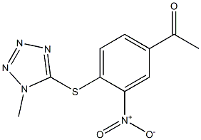 1-{4-[(1-methyl-1H-1,2,3,4-tetrazol-5-yl)sulfanyl]-3-nitrophenyl}ethan-1-one Struktur