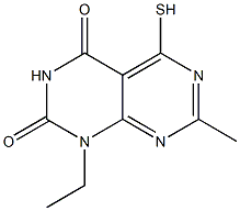 1-ethyl-5-mercapto-7-methylpyrimido[4,5-d]pyrimidine-2,4(1H,3H)-dione 化学構造式