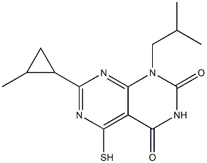 1-isobutyl-5-mercapto-7-(2-methylcyclopropyl)pyrimido[4,5-d]pyrimidine-2,4(1H,3H)-dione Struktur