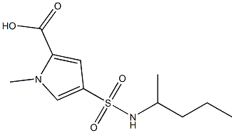 1-methyl-4-{[(1-methylbutyl)amino]sulfonyl}-1H-pyrrole-2-carboxylic acid 化学構造式