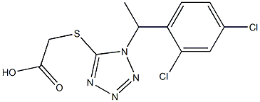 2-({1-[1-(2,4-dichlorophenyl)ethyl]-1H-1,2,3,4-tetrazol-5-yl}sulfanyl)acetic acid 化学構造式