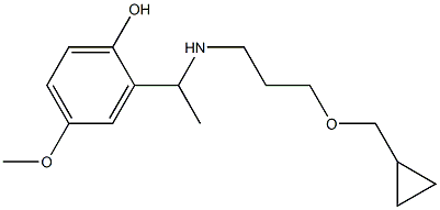 2-(1-{[3-(cyclopropylmethoxy)propyl]amino}ethyl)-4-methoxyphenol Struktur