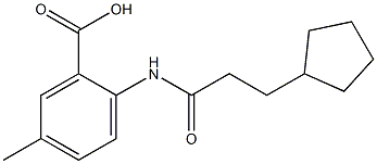 2-(3-cyclopentylpropanamido)-5-methylbenzoic acid Struktur