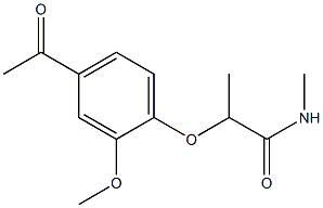 2-(4-acetyl-2-methoxyphenoxy)-N-methylpropanamide Struktur