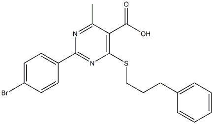 2-(4-bromophenyl)-4-methyl-6-[(3-phenylpropyl)thio]pyrimidine-5-carboxylic acid,,结构式