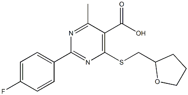 2-(4-fluorophenyl)-4-methyl-6-[(tetrahydrofuran-2-ylmethyl)thio]pyrimidine-5-carboxylic acid,,结构式