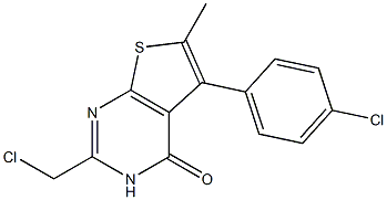 2-(chloromethyl)-5-(4-chlorophenyl)-6-methyl-3H,4H-thieno[2,3-d]pyrimidin-4-one,,结构式