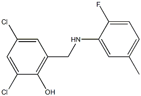 2,4-dichloro-6-{[(2-fluoro-5-methylphenyl)amino]methyl}phenol 化学構造式