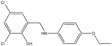 2,4-dichloro-6-{[(4-ethoxyphenyl)amino]methyl}phenol 化学構造式