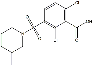 2,6-dichloro-3-[(3-methylpiperidine-1-)sulfonyl]benzoic acid 化学構造式